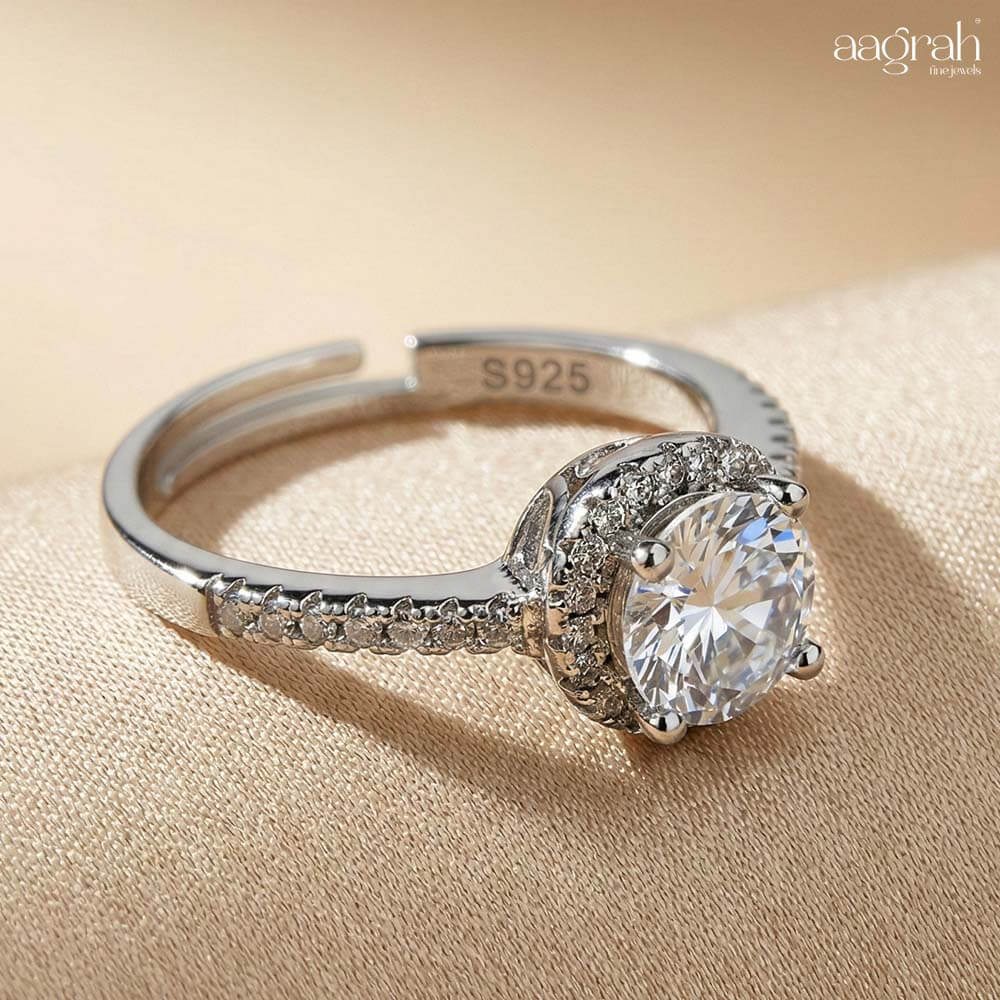 Celeste Halo Silver Plated Ring