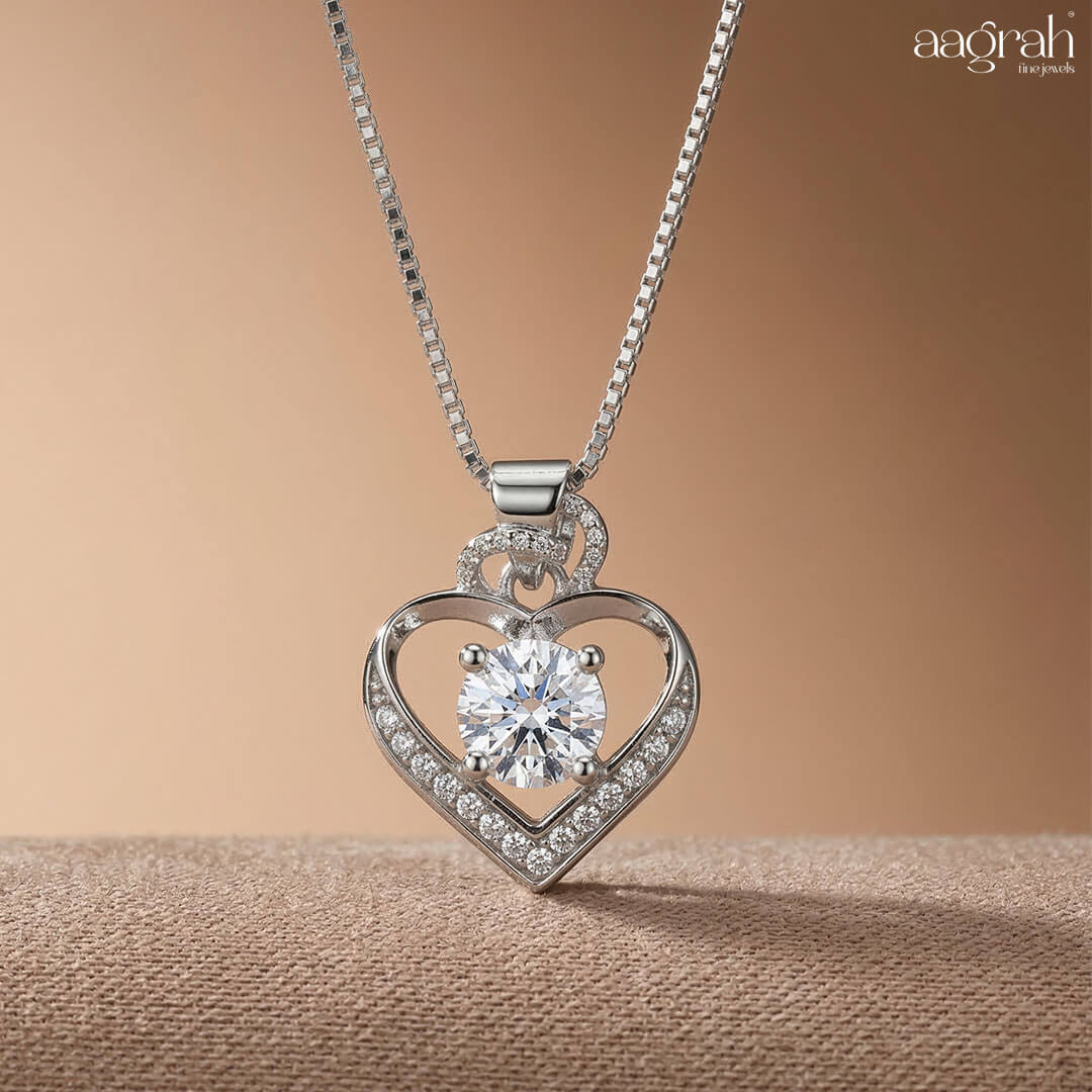 Luna Halo Heart Pendant Necklace