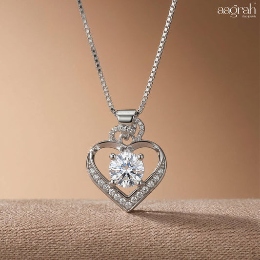 Luna Halo Heart Pendant Necklace