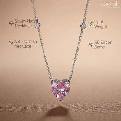 Celeste Blush Pink Heart Pendant Necklace