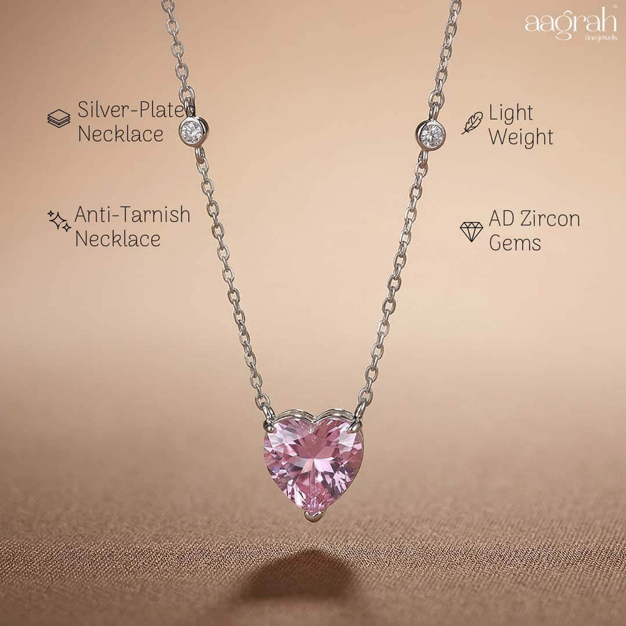 Celeste Blush Pink Heart Pendant Necklace