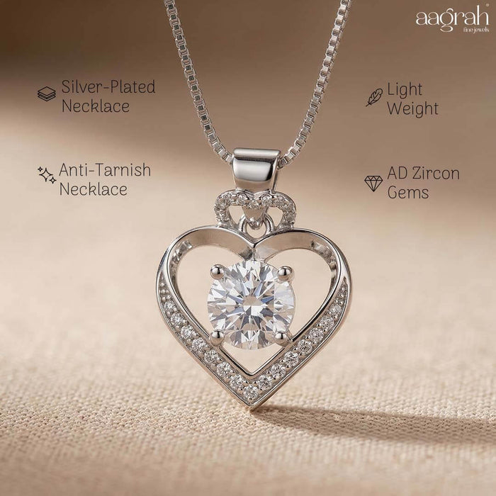Luna Halo Heart Pendant Necklace