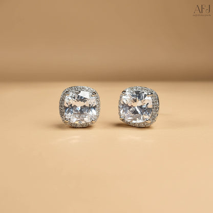 The Luxe Cushion-Cut Halo Stud Earrings