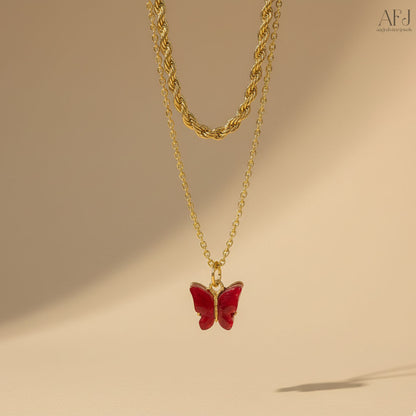 The Scarlet Butterfly Pendant Necklace
