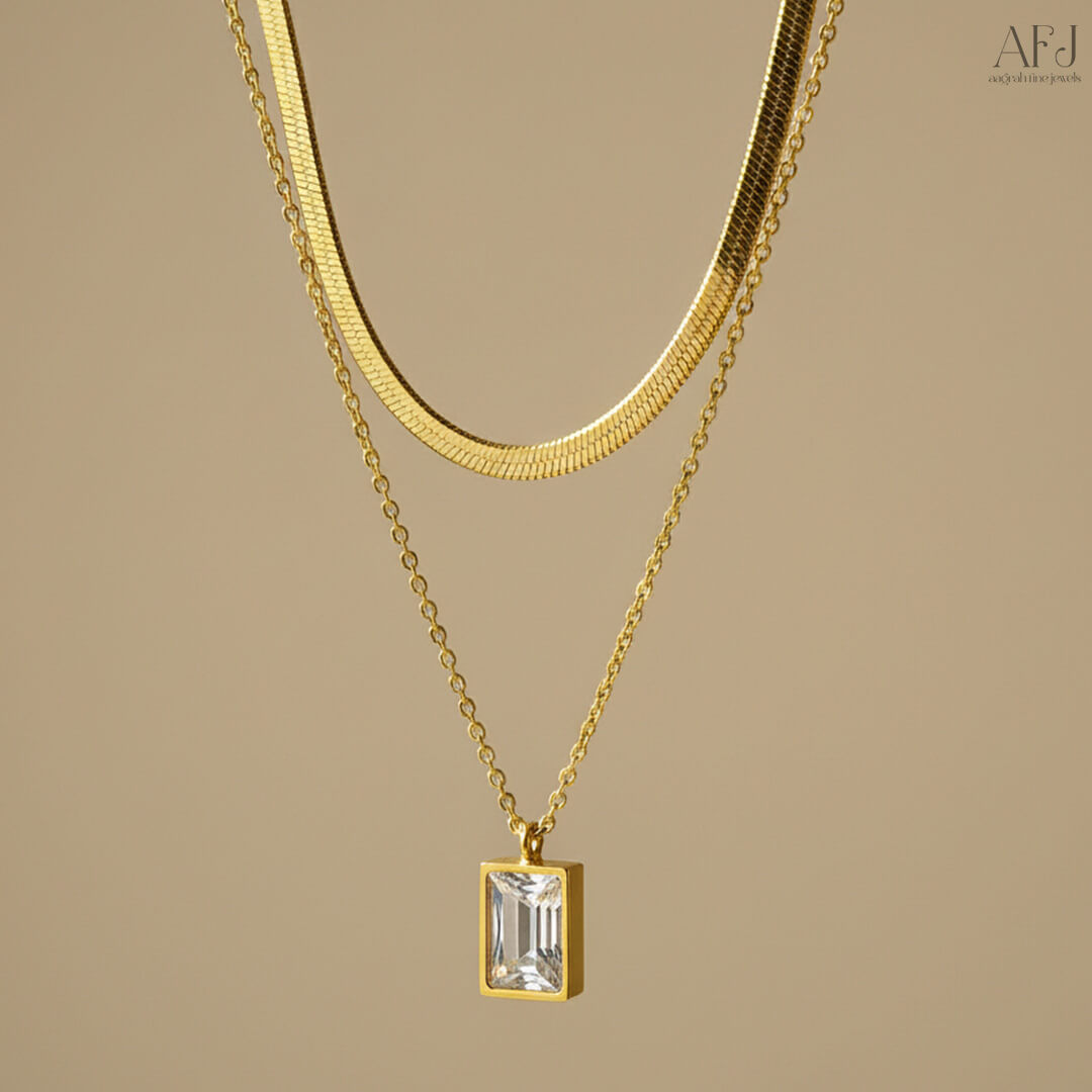 The Luxe White Emerald Layered Necklace