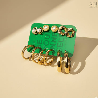 The Chic 6-Pair Gold Plated Earring Set