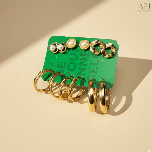 The Chic 6-Pair Gold Plated Earring Set