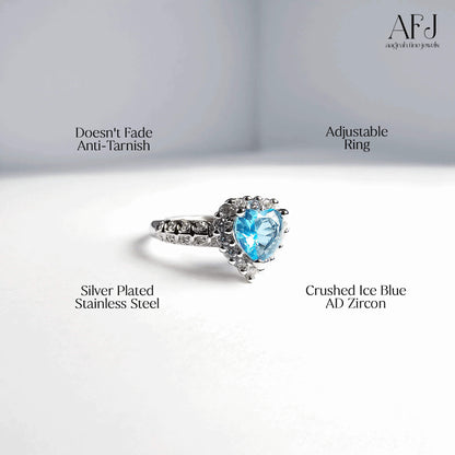 The Crystal Blue Heart Solitaire Ring