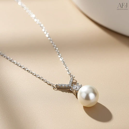 The Elegant Pearl & Diamond Pendant Necklace