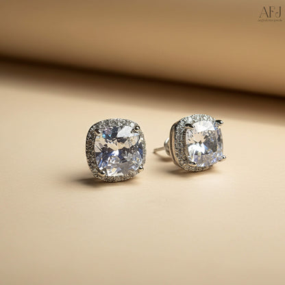 The Luxe Cushion-Cut Halo Stud Earrings
