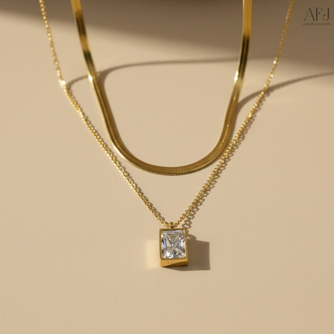 The Luxe White Emerald Layered Necklace