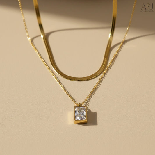 The Luxe White Emerald Layered Necklace