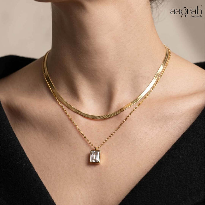 The Luxe White Emerald Layered Necklace