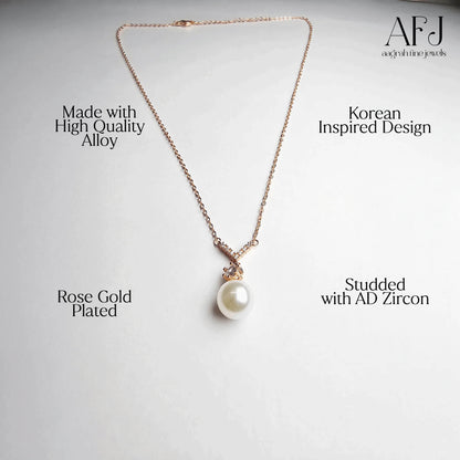 The Rose Gold Pearl & Diamond Pendant
