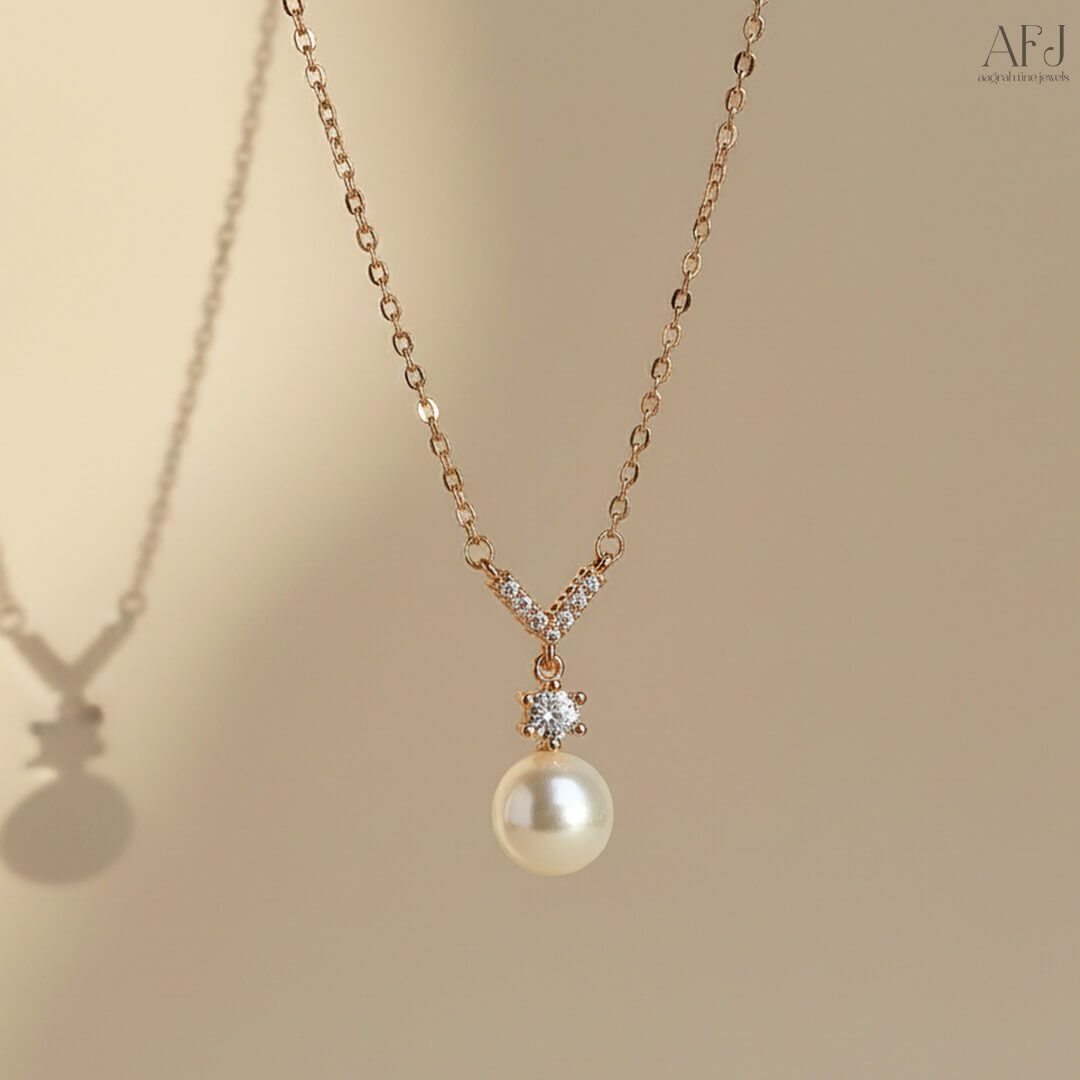 The Rose Gold Pearl & Diamond Pendant