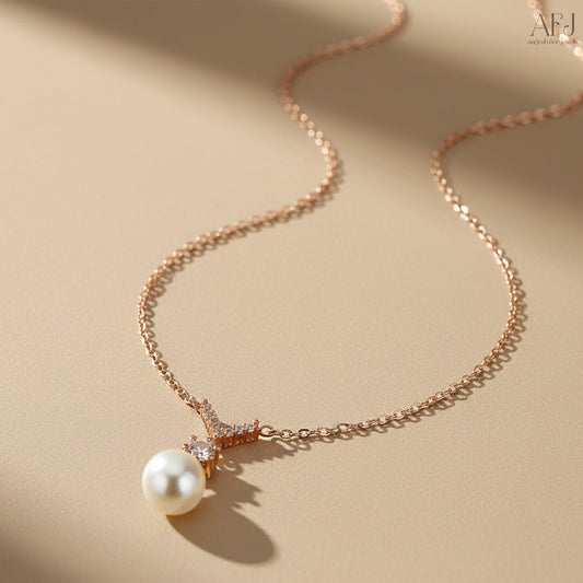 The Rose Gold Pearl & Diamond Pendant Necklace