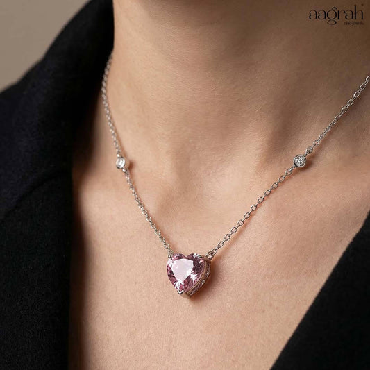 Celeste Blush Pink Heart Pendant Necklace