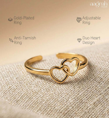 The Duo Heart Adjustable Ring