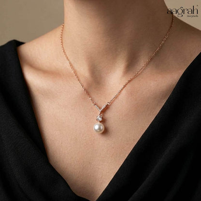 The Rose Gold Pearl & Diamond Pendant Necklace