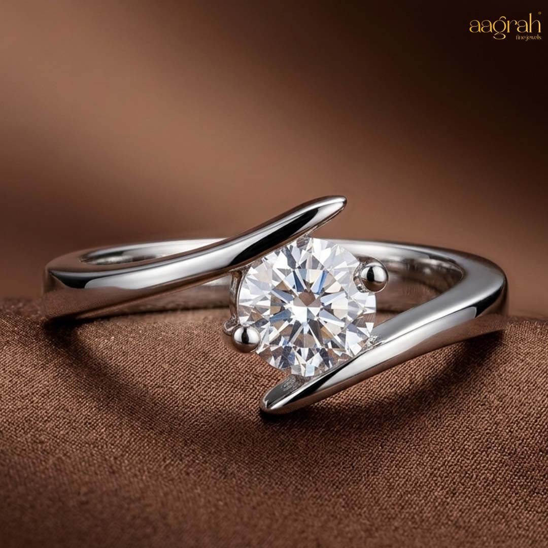 Aurora Silver-Plated Solitaire Ring