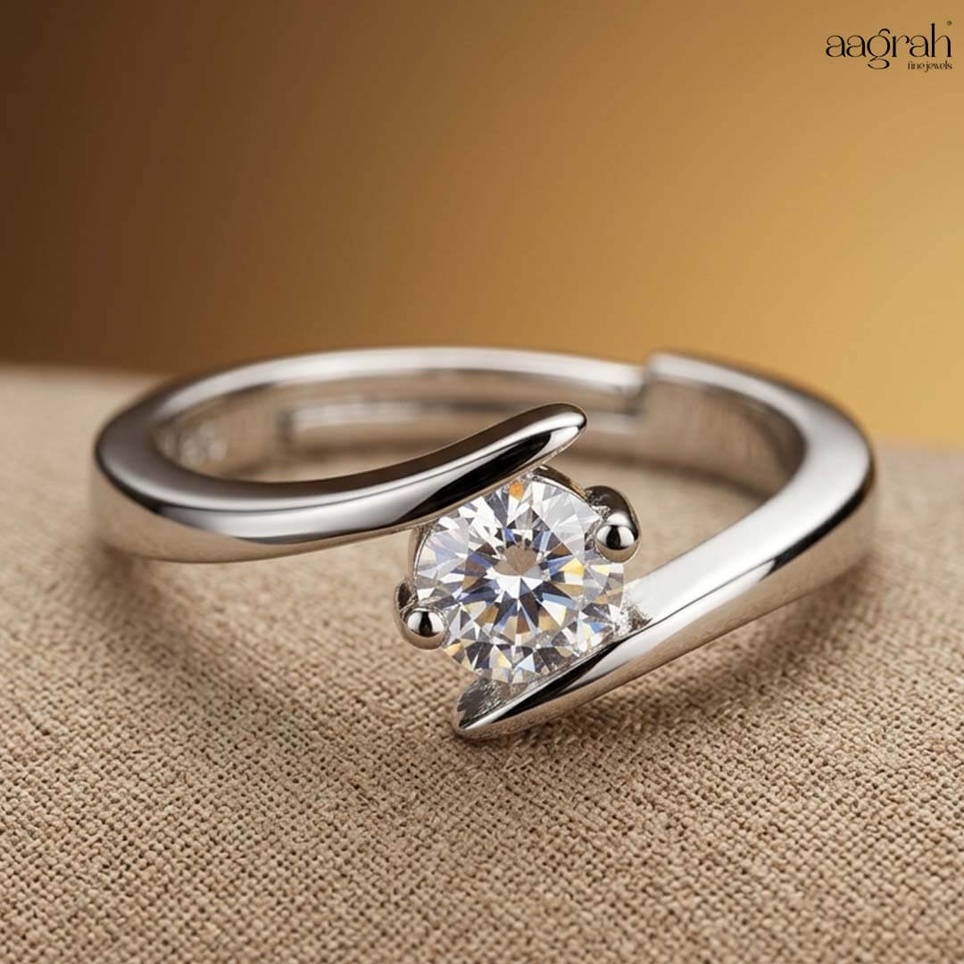 Aurora Silver-Plated Solitaire Ring