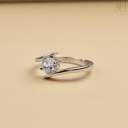 Aurora Silver-Plated Solitaire Ring