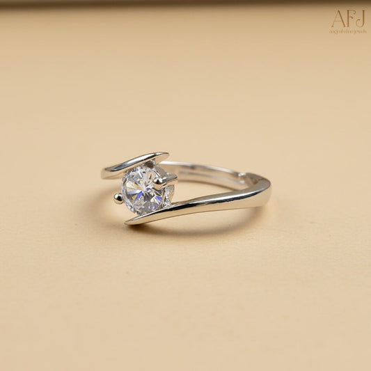 Aurora Silver-Plated Solitaire Ring