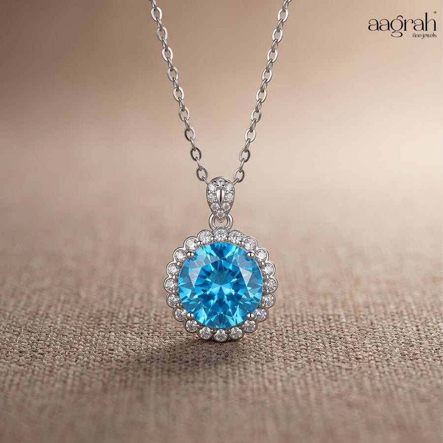 The Azure Glow Round Pendant Necklace