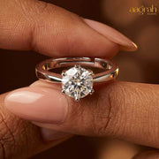 Clara Solitaire Silver-Plated Adjustable Ring