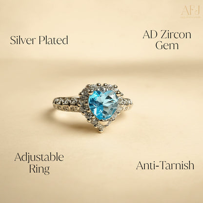 The Crystal Blue Heart Solitaire Ring