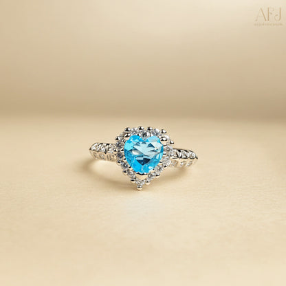 The Crystal Blue Heart Solitaire Ring