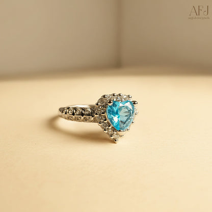 The Crystal Blue Heart Solitaire Ring