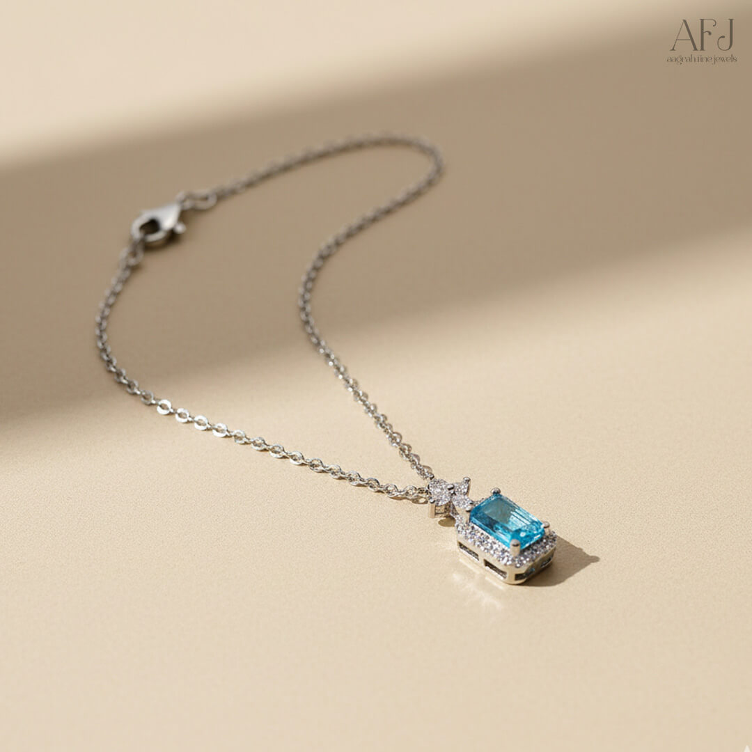 The Azure Solitaire Pendant Necklace