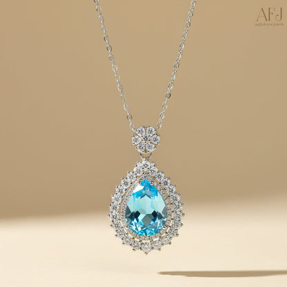 The Oceanic Teardrop Solitaire Pendant Necklace