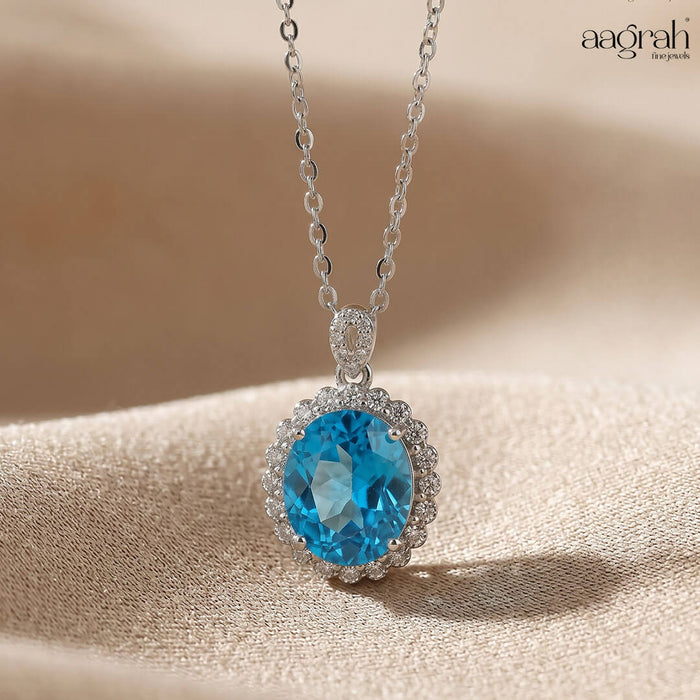 The Azure Glow Round Pendant Necklace