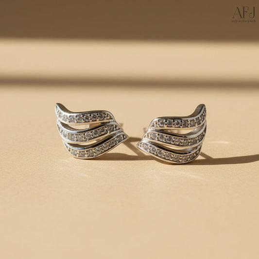 The Silver Wave Korean Stud Earrings