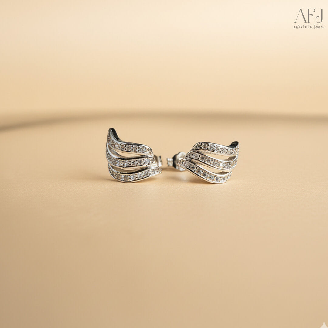 The Silver Wave Korean Stud Earrings
