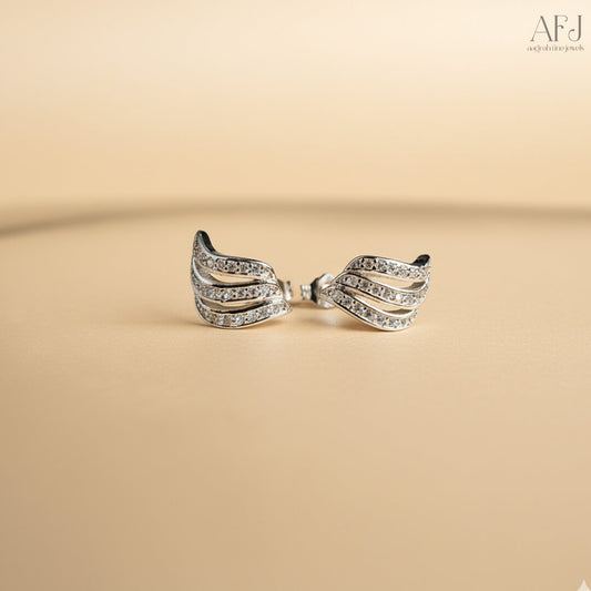 The Silver Wave Korean Stud Earrings