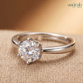 Clara Solitaire Silver-Plated Adjustable Ring