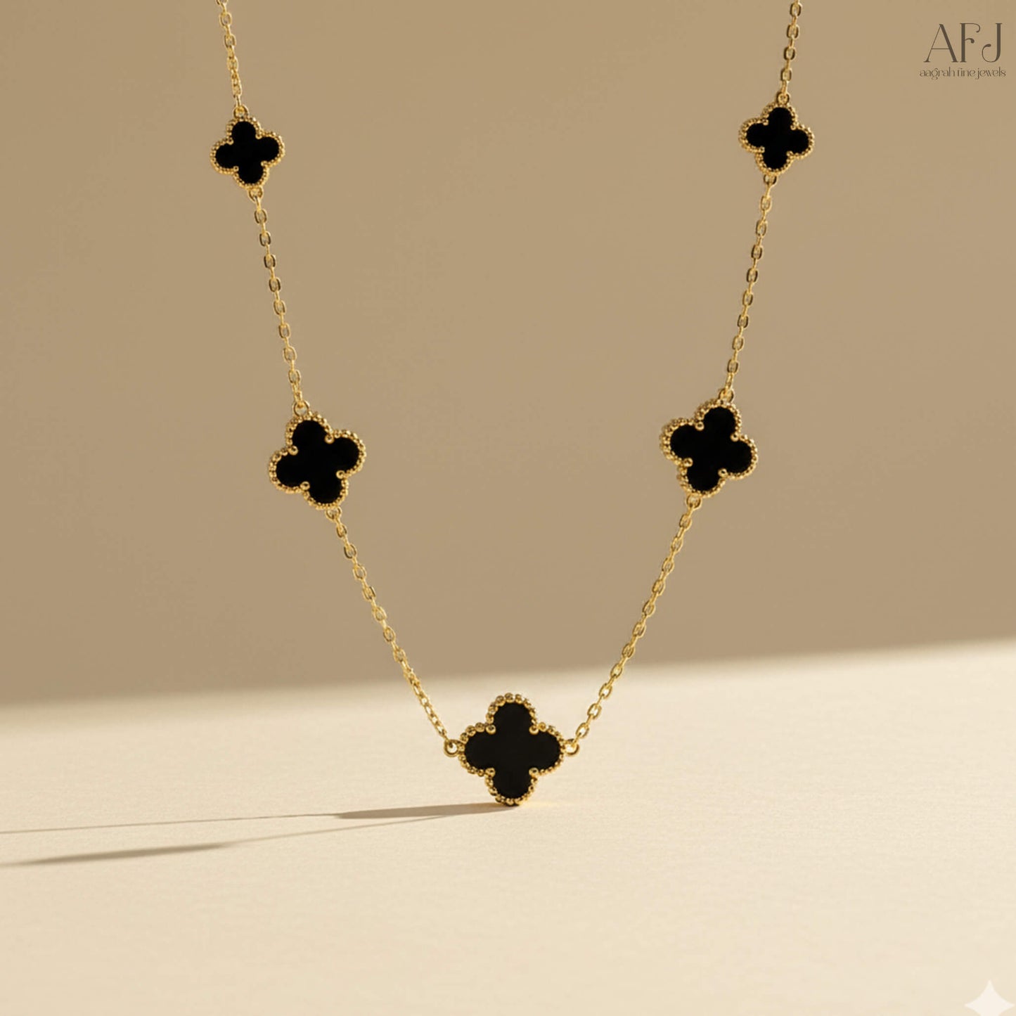 The Elegant Black Clover Jewellery Set