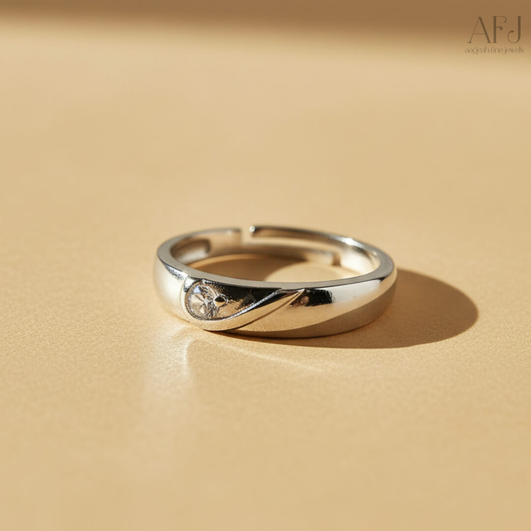 Silver-Plated Adjustable Heart Couple Rings