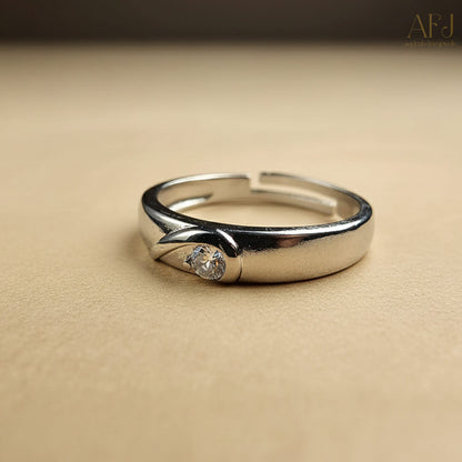 Silver-Plated Adjustable Heart Couple Rings