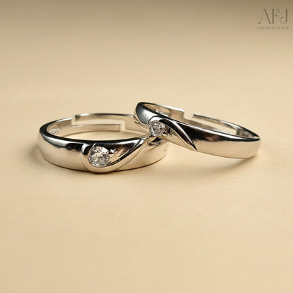 Silver-Plated Adjustable Heart Couple Rings