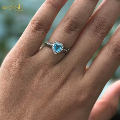 The Crystal Blue Heart Solitaire Ring