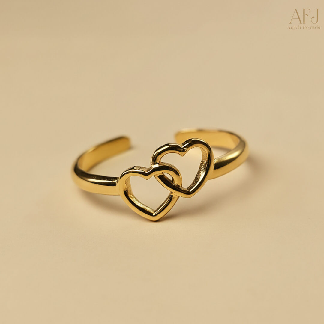 The Duo Heart Adjustable Ring
