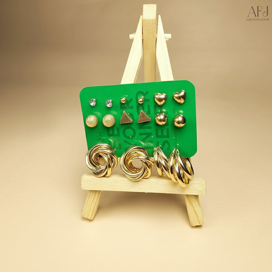 The Luxe 8-Pair Gold Plated Earring Set