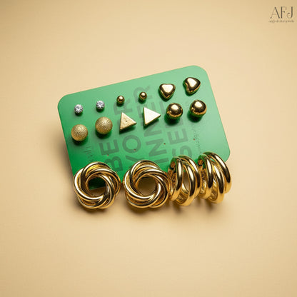 The Luxe 8-Pair Gold Plated Earring Set