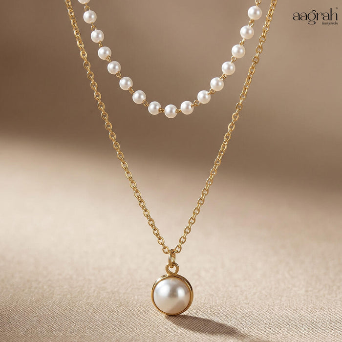 The Elegant Pearl Double Layer Necklace