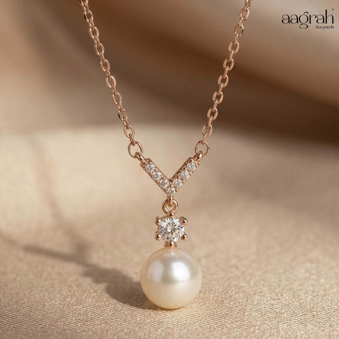 The Rose Gold Pearl & Diamond Pendant Necklace