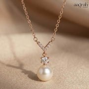 The Rose Gold Pearl & Diamond Pendant Necklace
